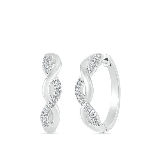 1/4 ct. tw. Diamond Twist Hoop Earrings in Sterling Silver