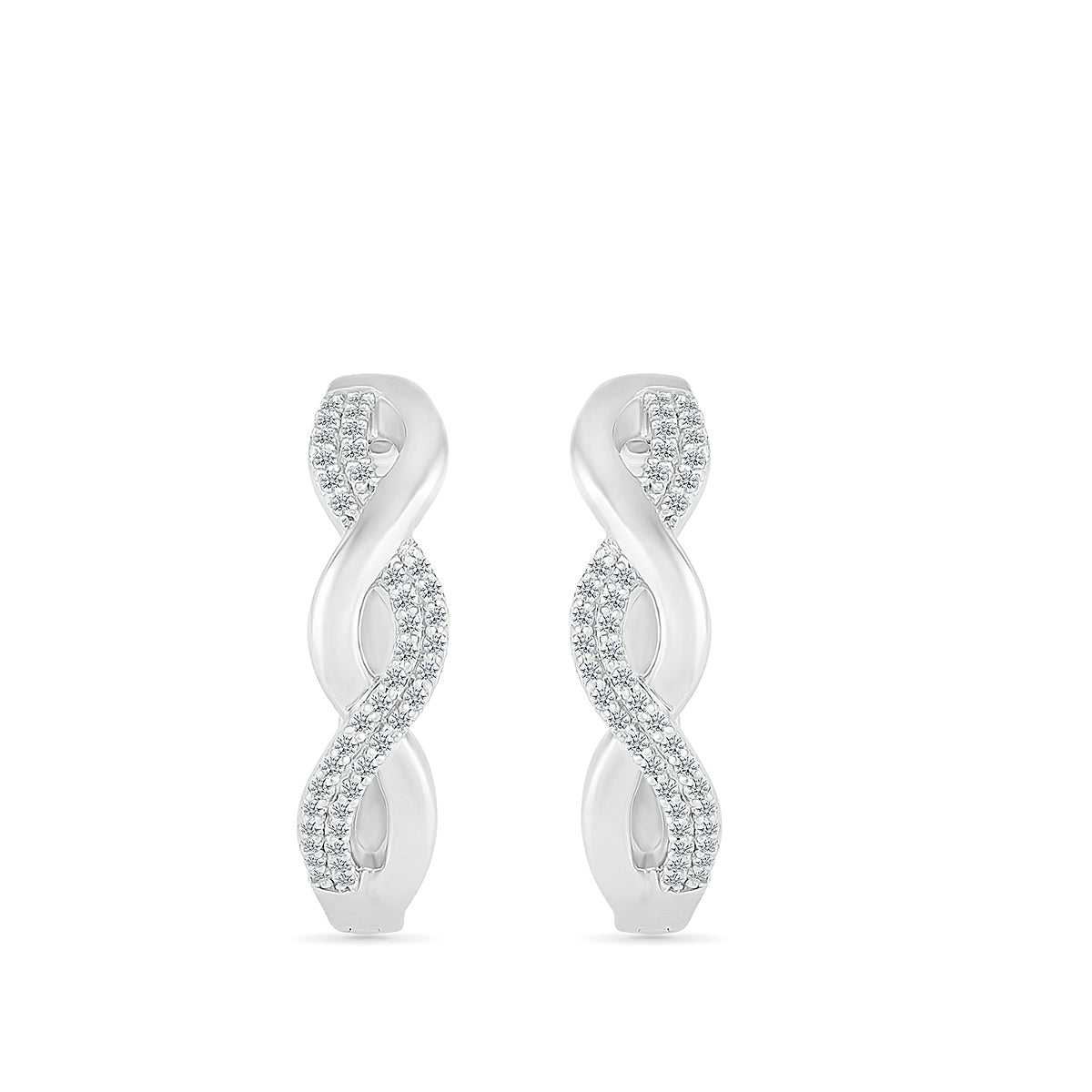 1/4 ct. tw. Diamond Twist Hoop Earrings in Sterling Silver front view