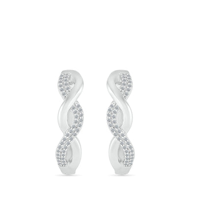 1/4 ct. tw. Diamond Twist Hoop Earrings in Sterling Silver front view