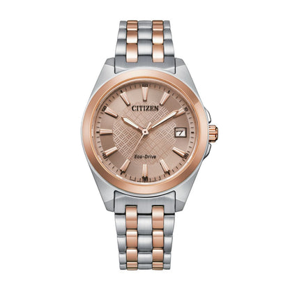 Citizen Ladies' Peyten Two-Tone White & Pink Stainless Steel Watch with Pink Dial