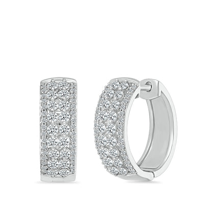 1 ct. tw. Diamond Multirow Round Hoop Earrings in 10K White Gold