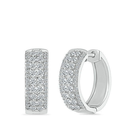1 ct. tw. Diamond Multirow Round Hoop Earrings in 10K White Gold