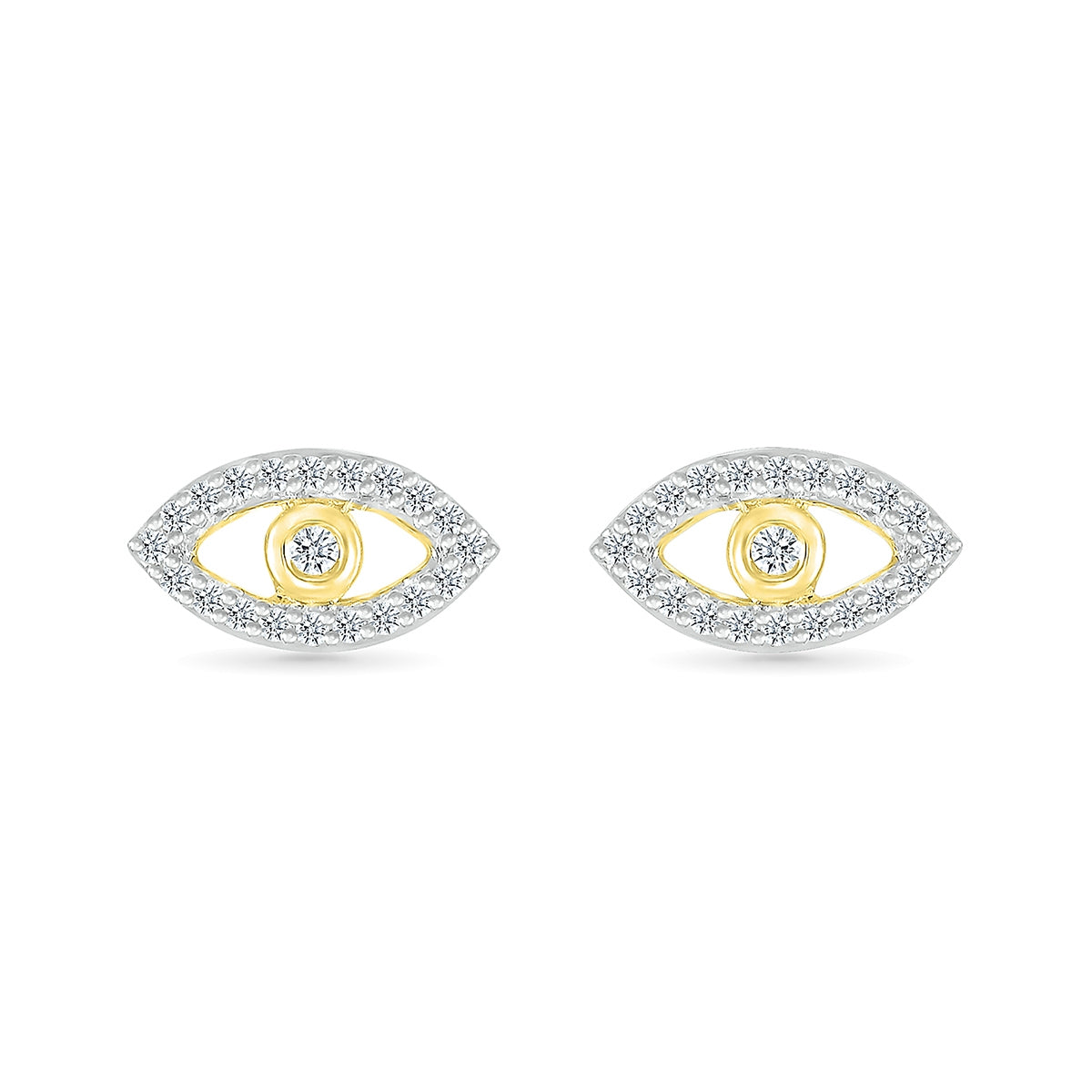 1/10 ct. tw. Diamond Petite Eye of Protection Earrings in 10K Yellow Gold front view