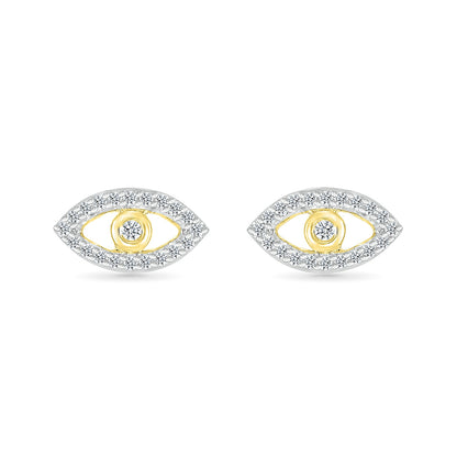 1/10 ct. tw. Diamond Petite Eye of Protection Earrings in 10K Yellow Gold front view