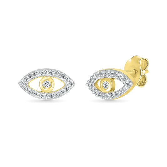 1/10 ct. tw. Diamond Petite Eye of Protection Earrings in 10K Yellow Gold