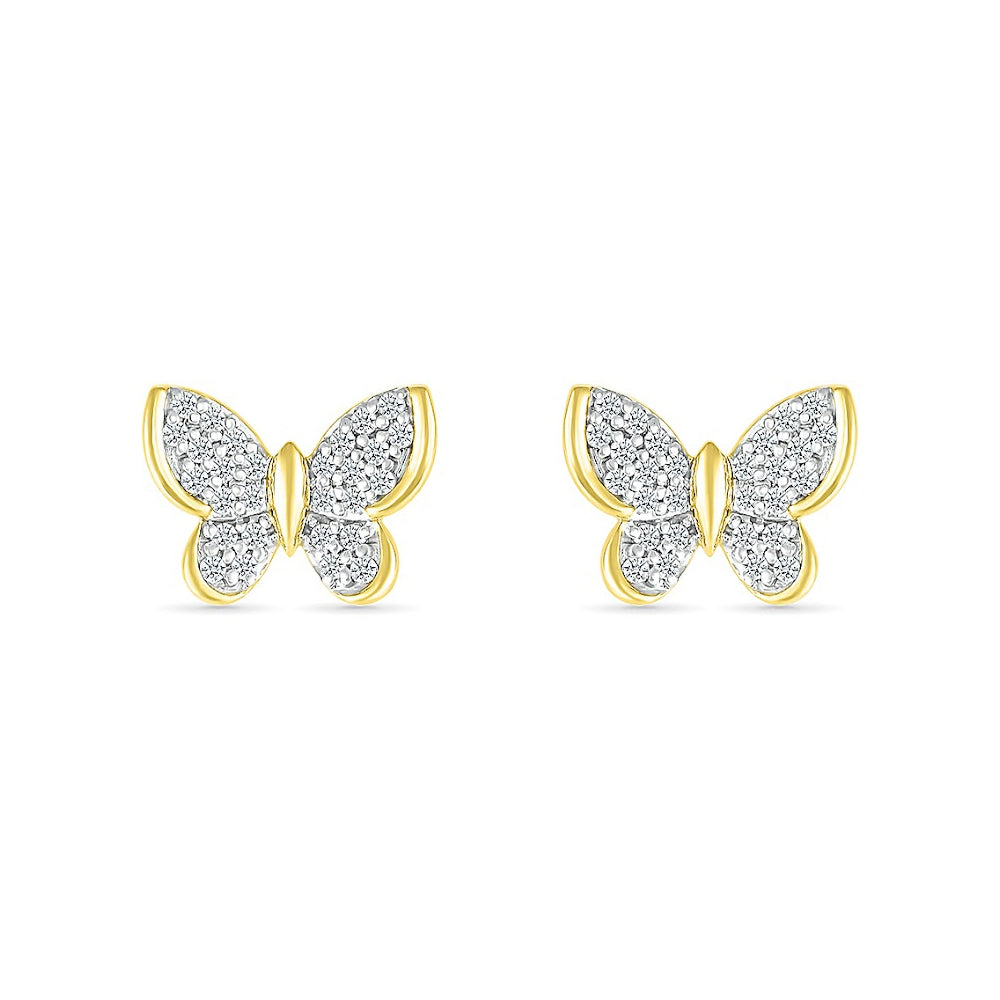 1/4 ct. tw. Diamond Butterfly Earrings in 10K Yellow Gold front view