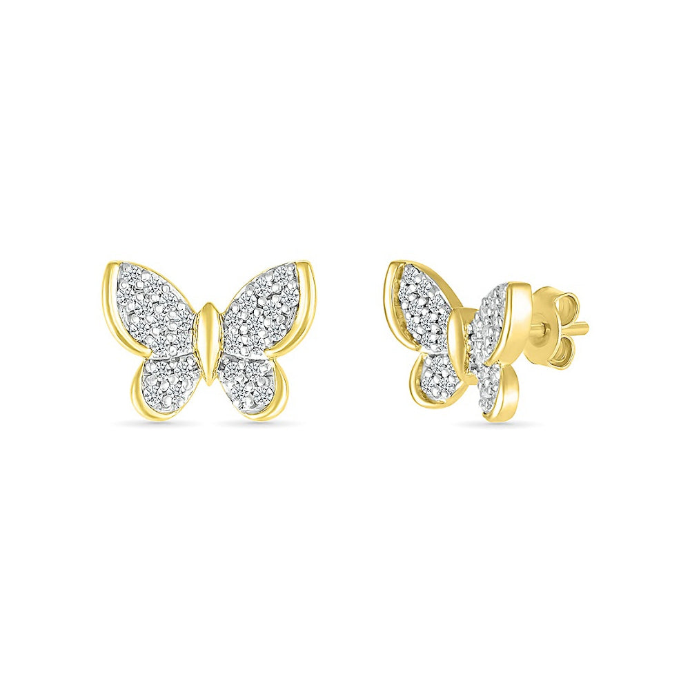 1/4 ct. tw. Diamond Butterfly Earrings in 10K Yellow Gold