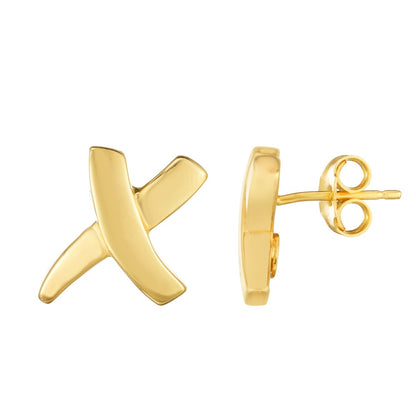Freeform X Earrings in 14K Yellow Gold front view