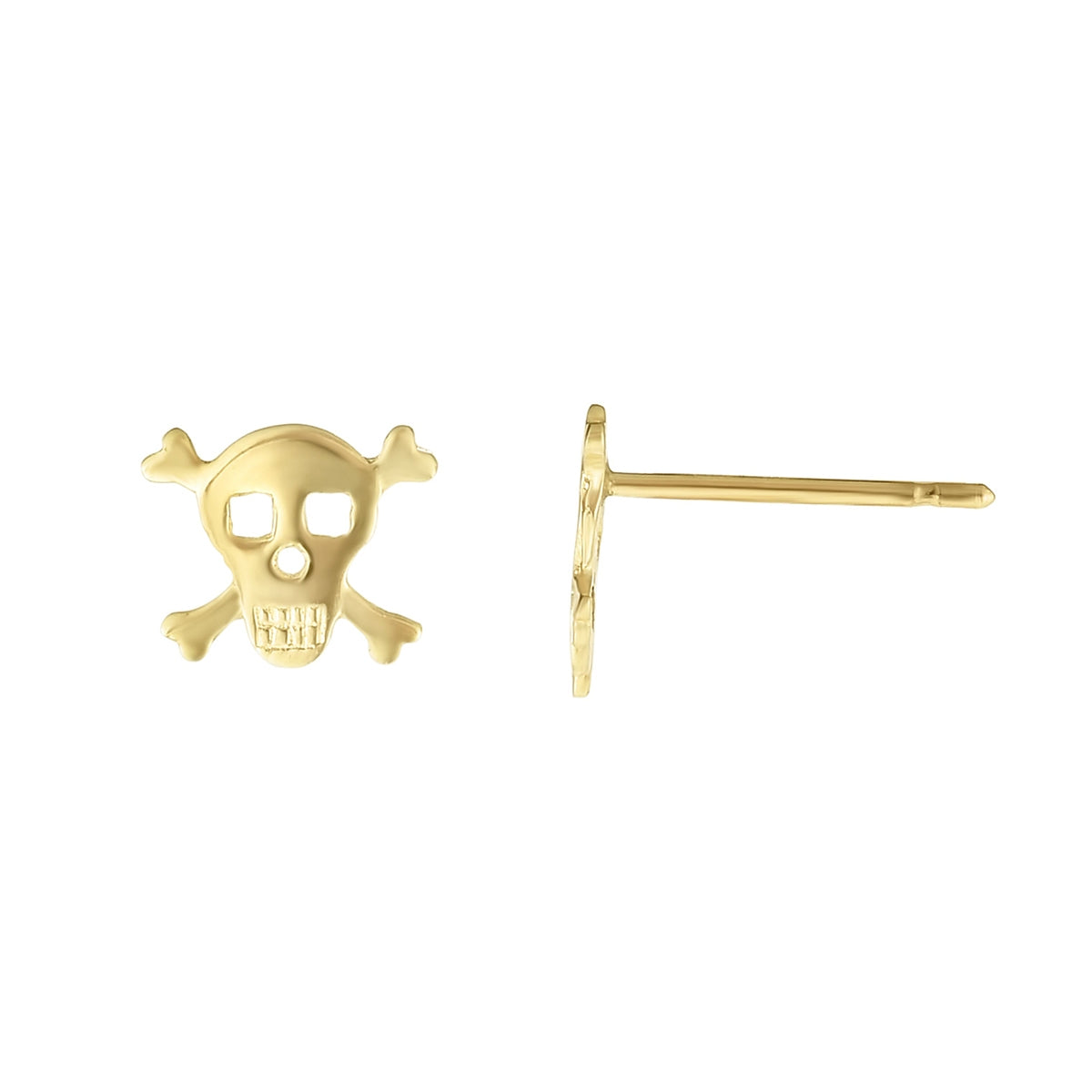 Skull & Bones Earrings in 14K Yellow Gold