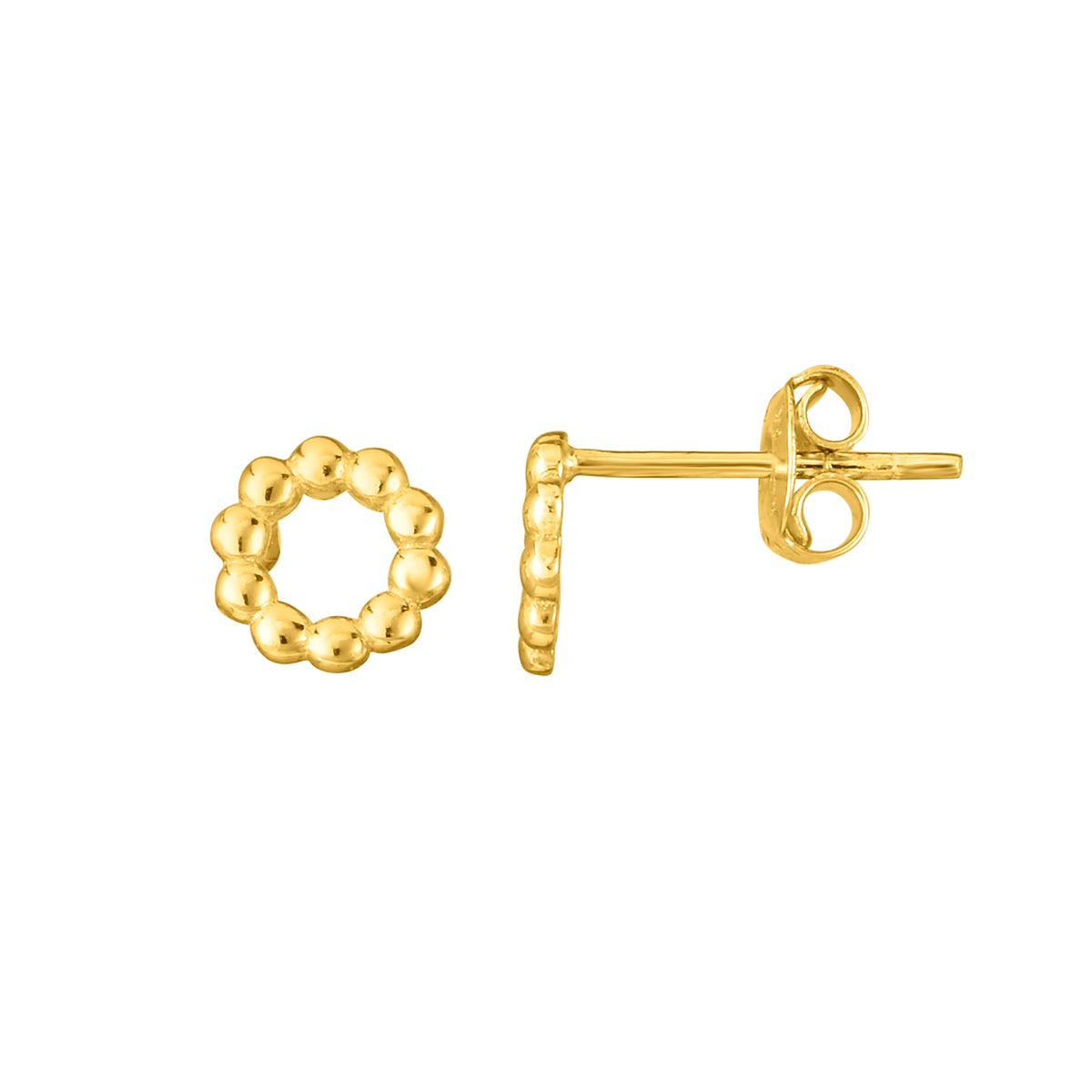 Open Circle Bead Earrings in 14K Yellow Gold