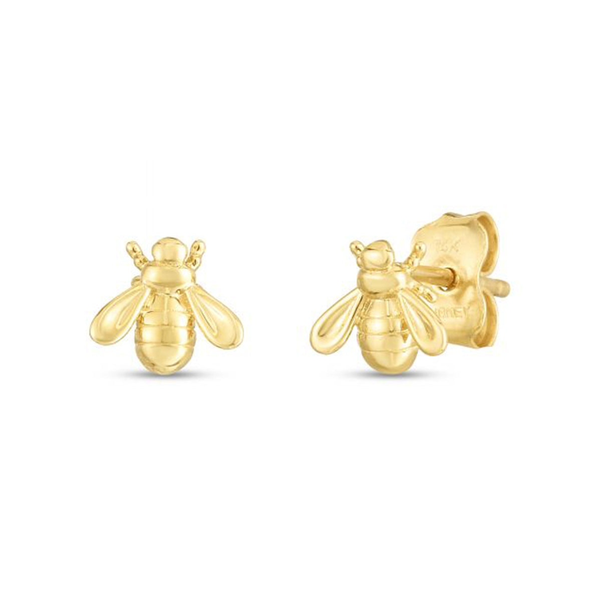 Bumble Bee Earrings in 14K Yellow Gold front view