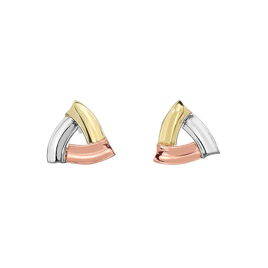 Triangle Earrings in 14K Tri-Tone Gold