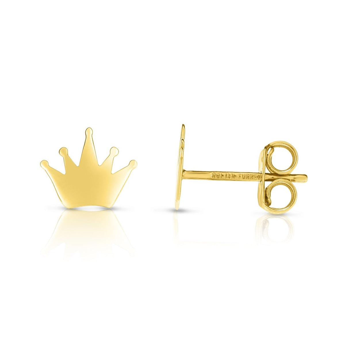 Crown Earrings in 14K Yellow Gold