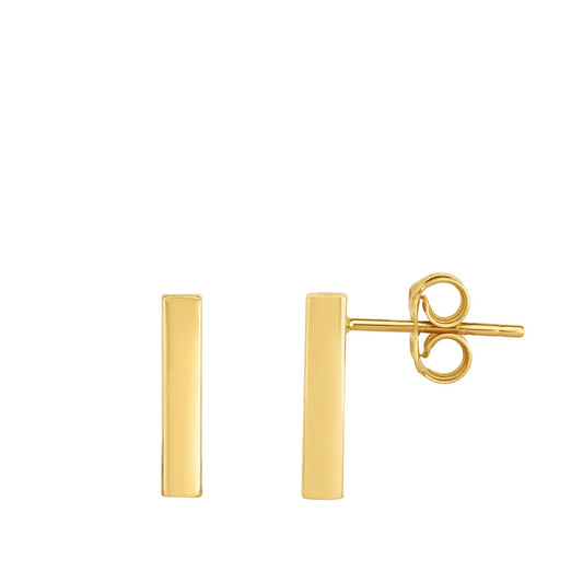13mm Bar Earrings in 14K Yellow Gold