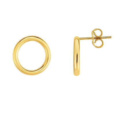 Open Circle Earrings in 14K Yellow Gold front view