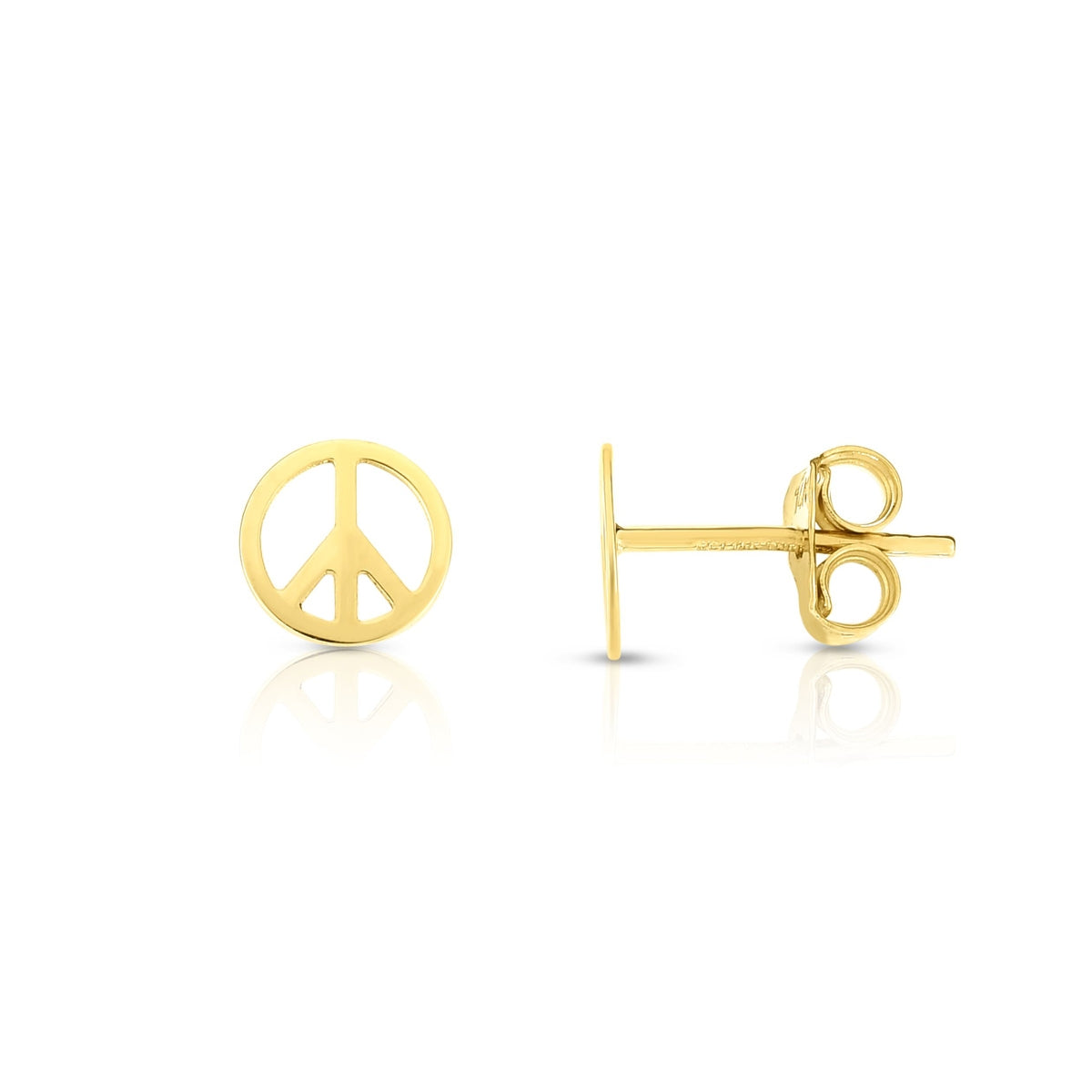 Peace Sign Earrings in 14K Yellow Gold