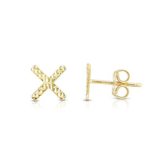 Textured X Earrings in 14K Yellow Gold
