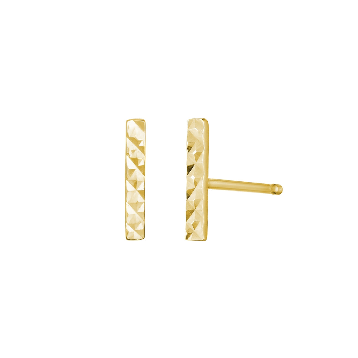 Textured Bar Earrings in 14K Yellow Gold