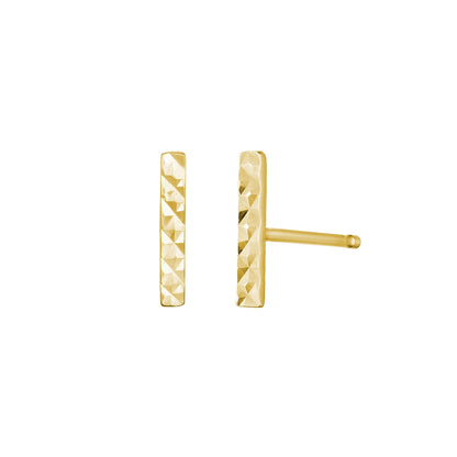 Textured Bar Earrings in 14K Yellow Gold