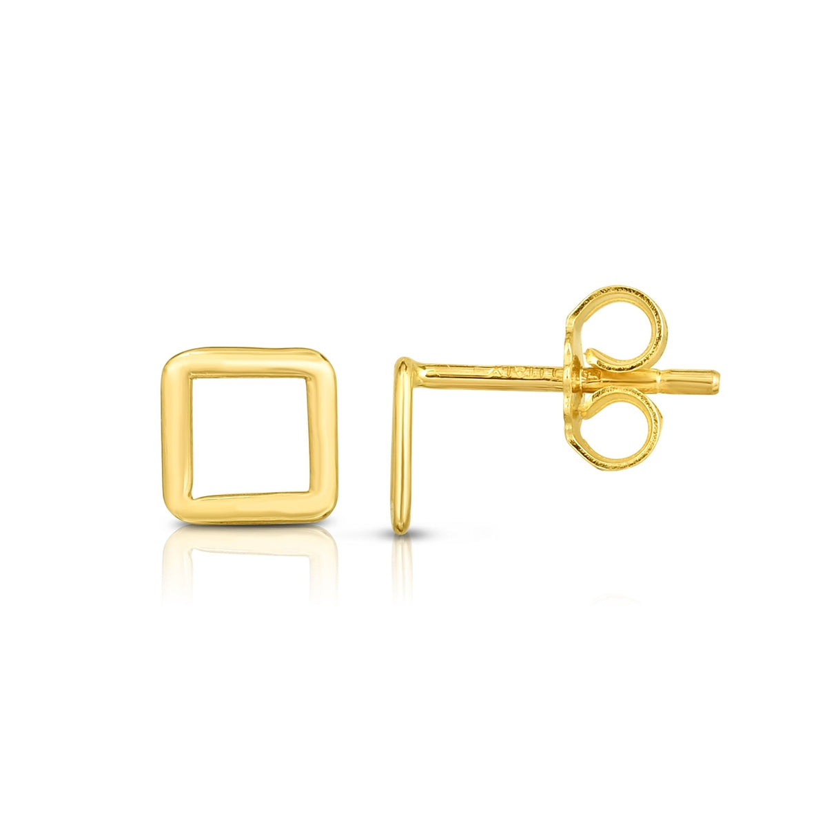 Open Square Earrings in 14K Yellow Gold