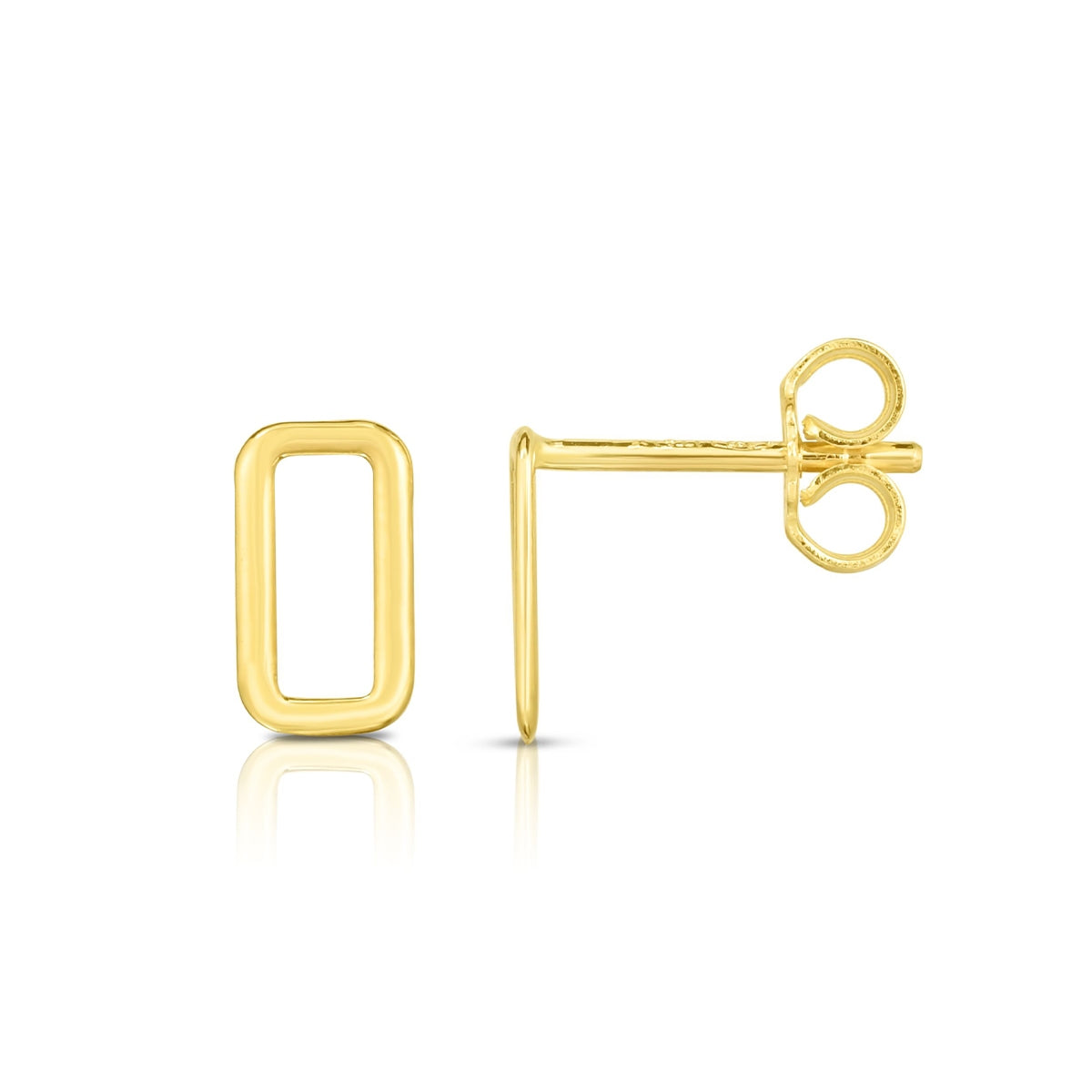 Open Rectangle Earrings in 14K Yellow Gold