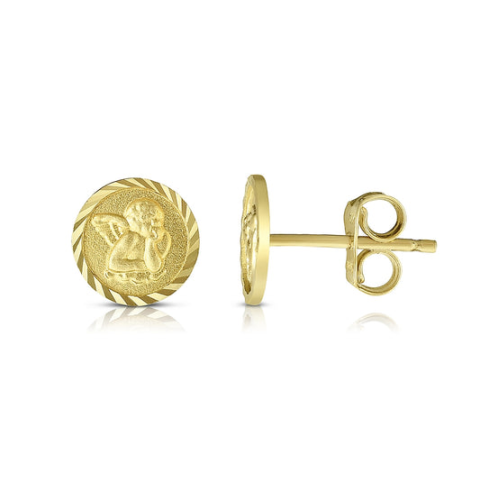 Circle Angel Earrings in 14K Yellow Gold