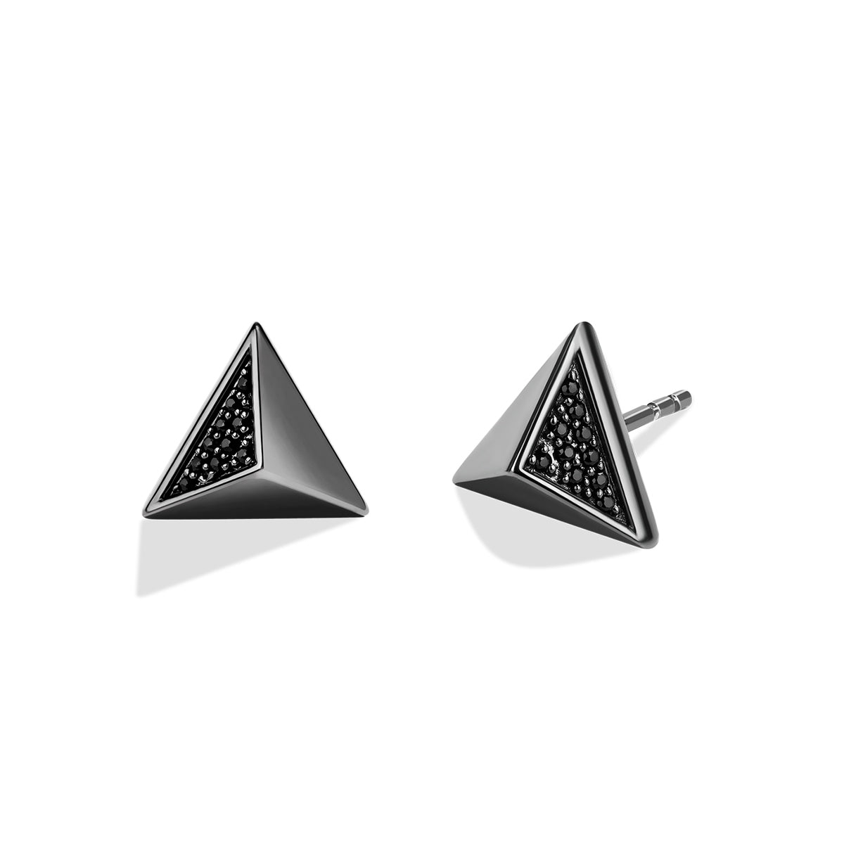 Star Wars Dark Armor 1/10 ct. tw. Treated Black Diamond Pyramid Earrings in Black Rhodium Plated Sterling Silver
