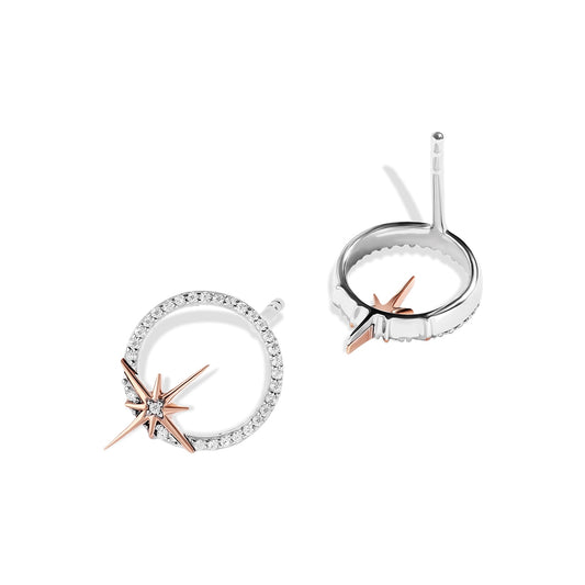 Star Wars Guardians of Light 1/10 ct. tw. Diamond Circle Earrings in Sterling Silver & 10K Pink Gold front view