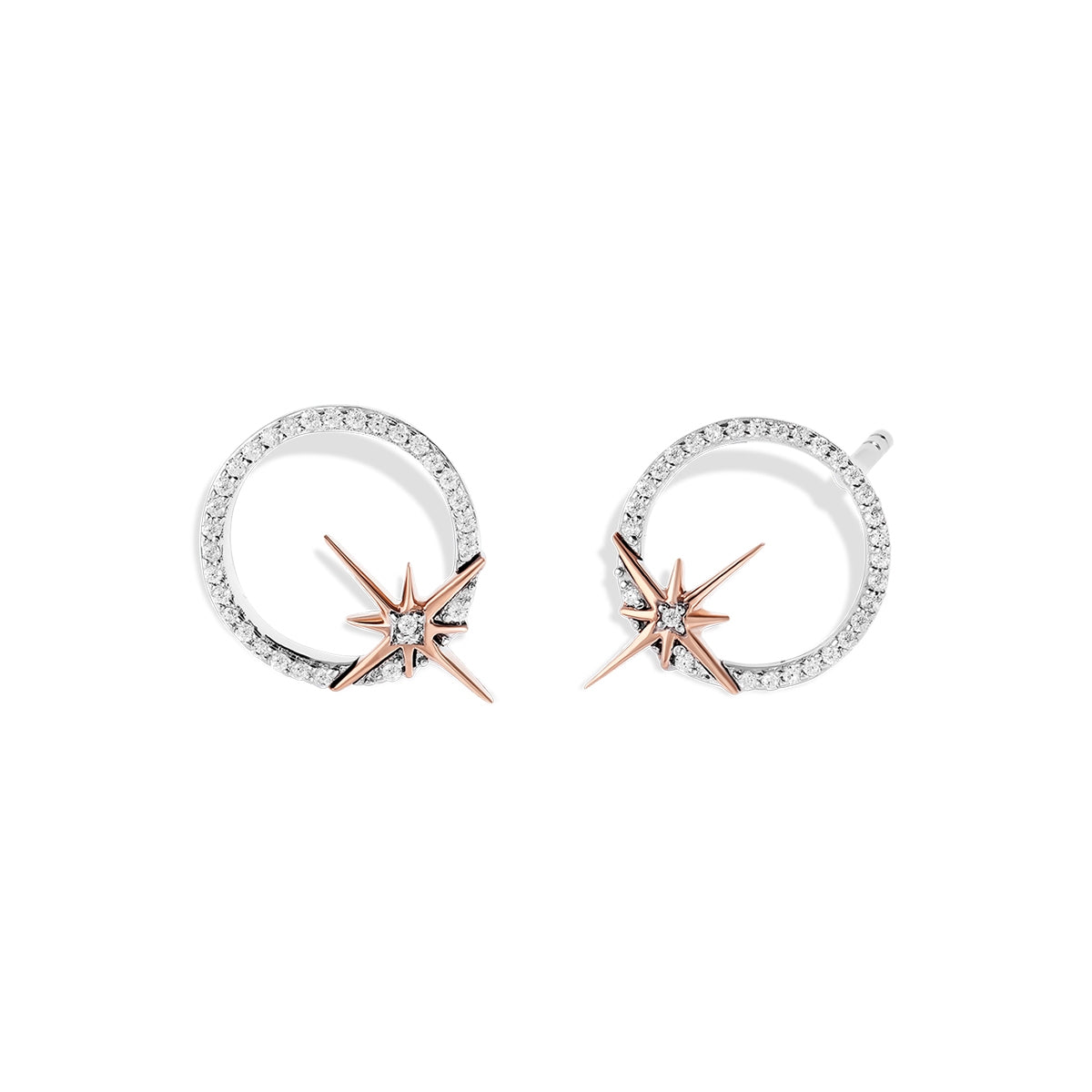 Star Wars Guardians of Light 1/10 ct. tw. Diamond Circle Earrings in Sterling Silver & 10K Pink Gold
