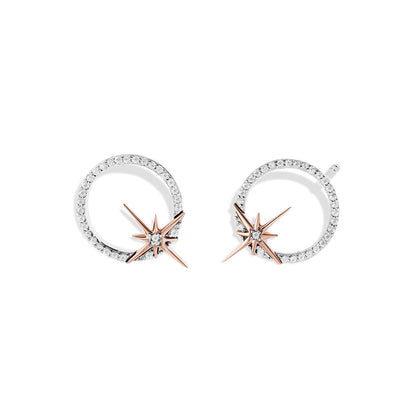 Star Wars Guardians of Light 1/10 ct. tw. Diamond Circle Earrings in Sterling Silver & 10K Pink Gold