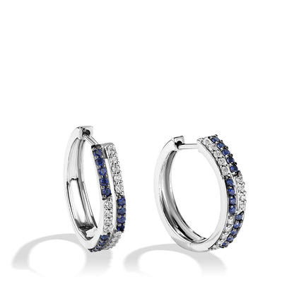 Star Wars R2 Series Sapphire & 1/4 ct. tw. Diamond Hoop Earrings with Black Rhodium Plating in Sterling Silver