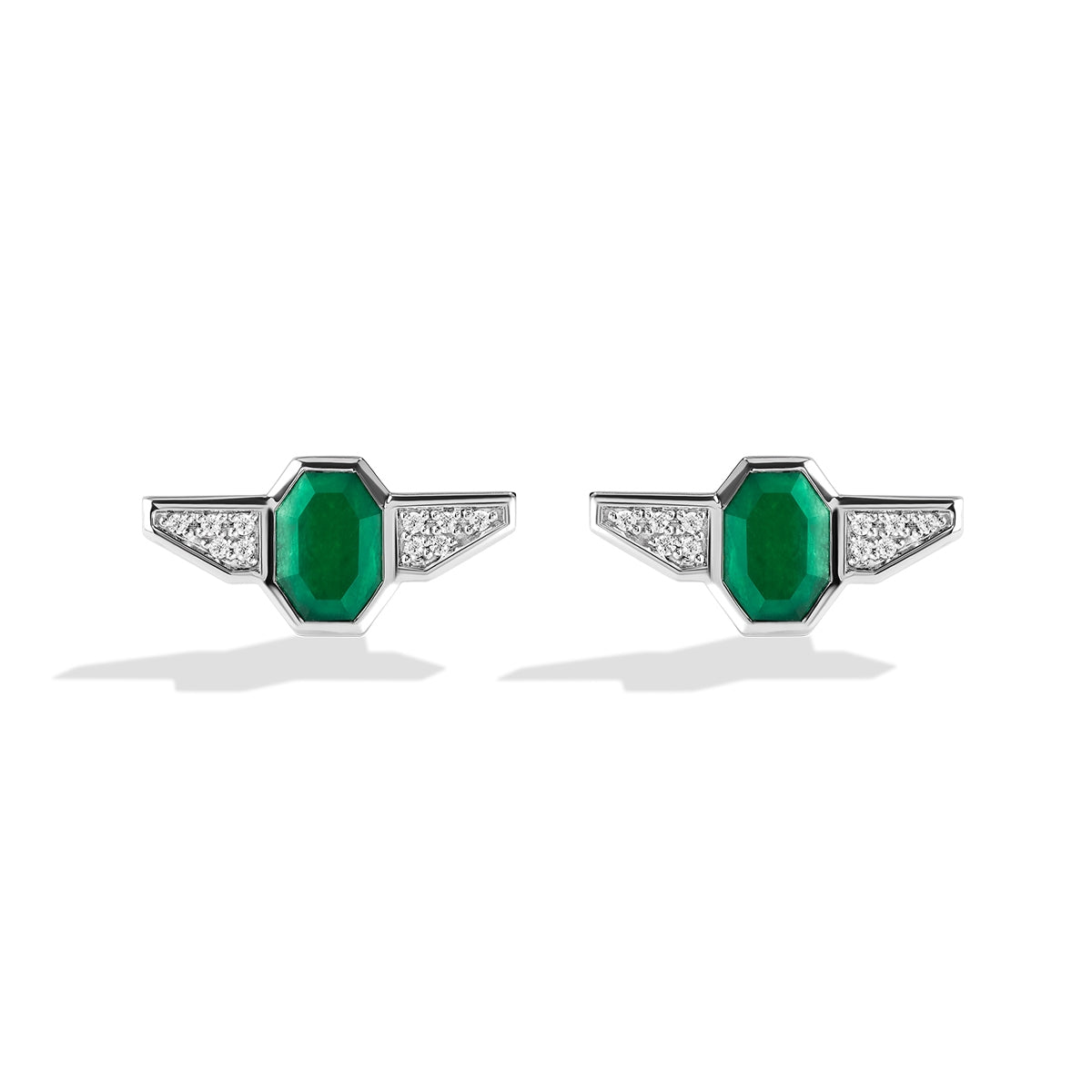 Star Wars The Jedi Master Green Agate & 1/10 ct. tw. Diamond Earrings in Sterling Silver front view