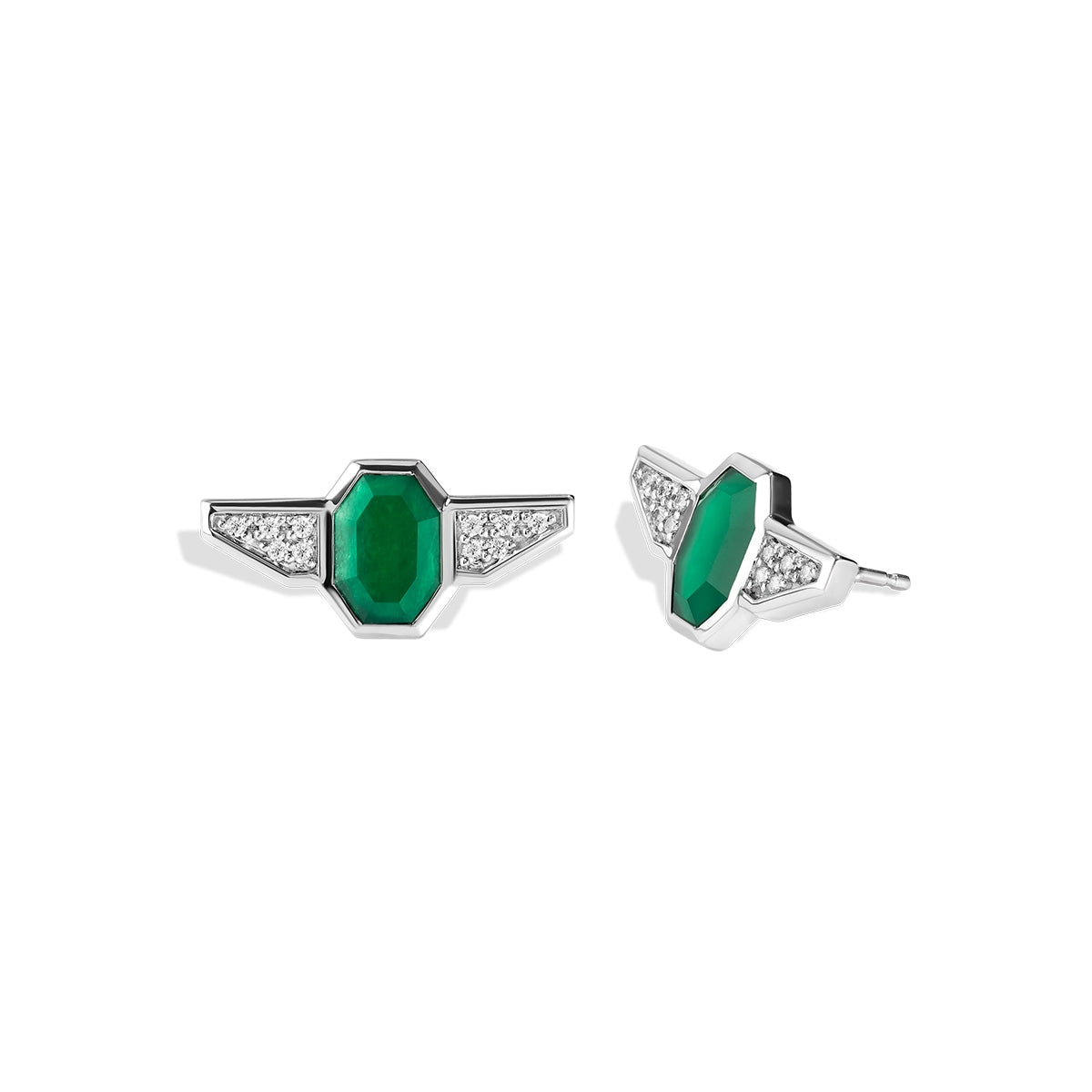 Star Wars The Jedi Master Green Agate & 1/10 ct. tw. Diamond Earrings in Sterling Silver