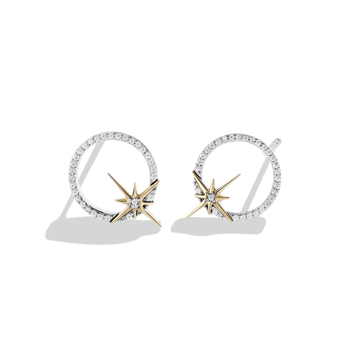 Star Wars Guardians of Light 1/10 ct. tw. Diamond Circle & Star Earrings in Sterling Silver & 10K Yellow Gold