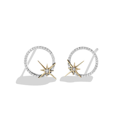 Star Wars Guardians of Light 1/10 ct. tw. Diamond Circle & Star Earrings in Sterling Silver & 10K Yellow Gold