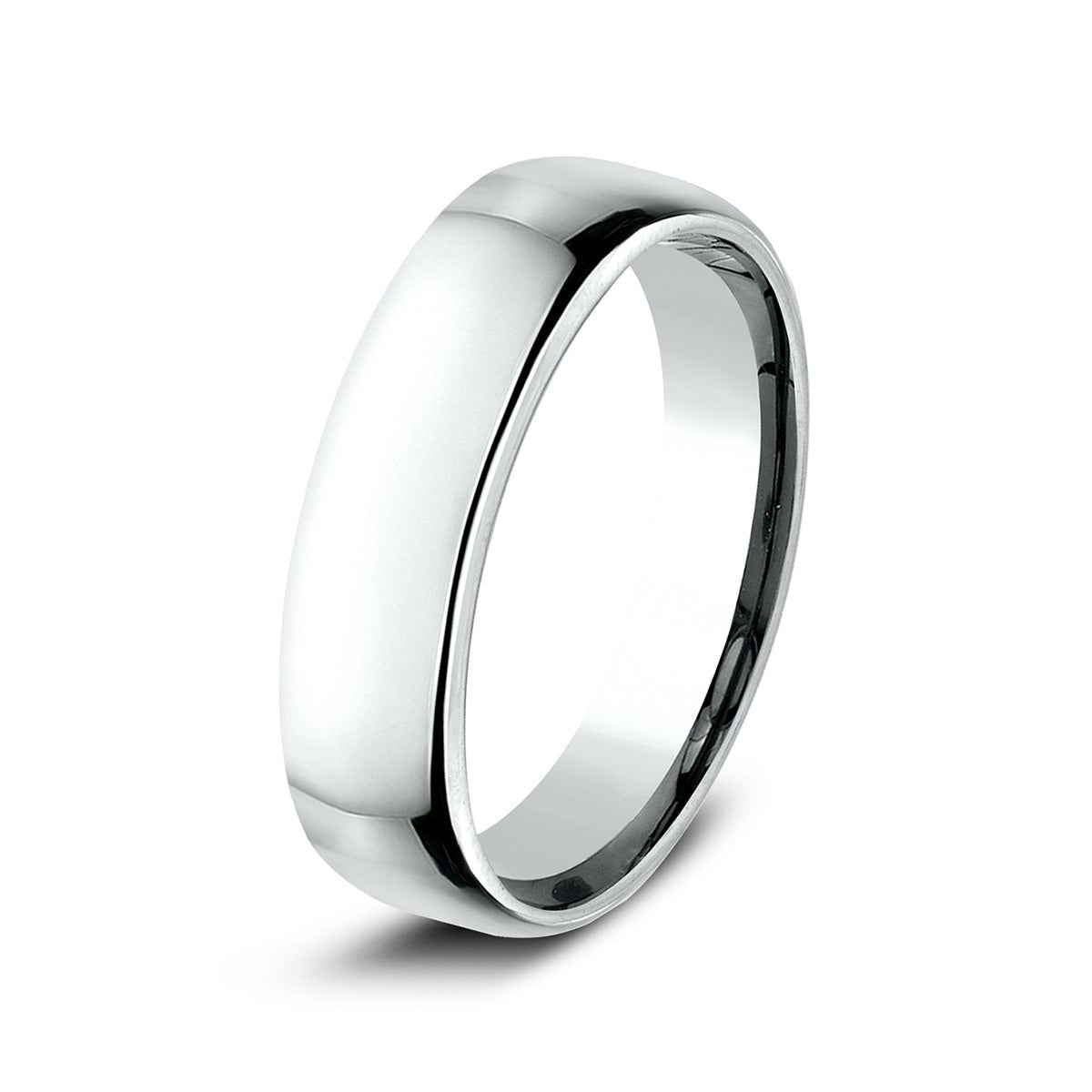 Benchmark Men's 5.5mm Euro Comfort Fit Polished Wedding Ring in 10K White Gold