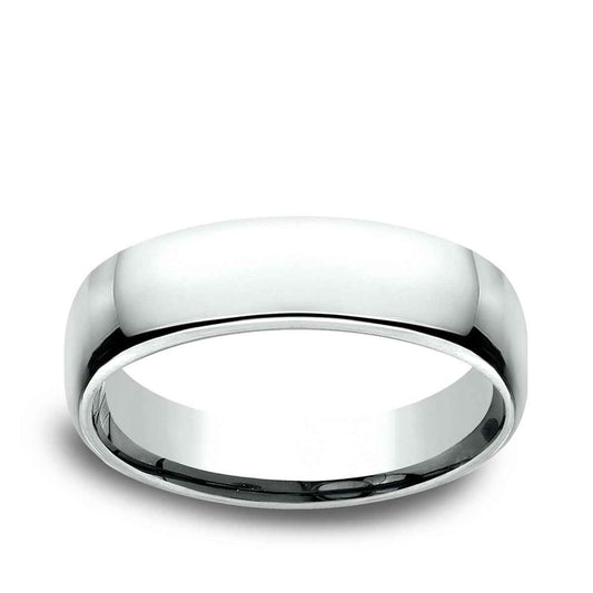 Benchmark Men's 5.5mm Euro Comfort Fit Polished Wedding Ring in 10K White Gold