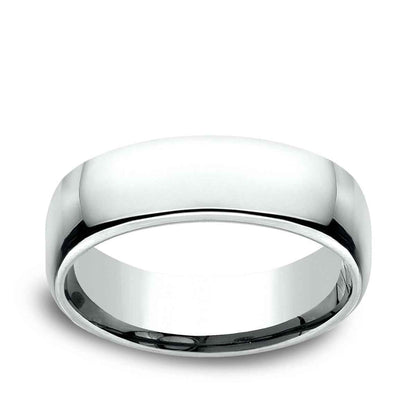 Benchmark Men's 6.5mm Euro Comfort Fit Polished Wedding Ring in 10K White Gold