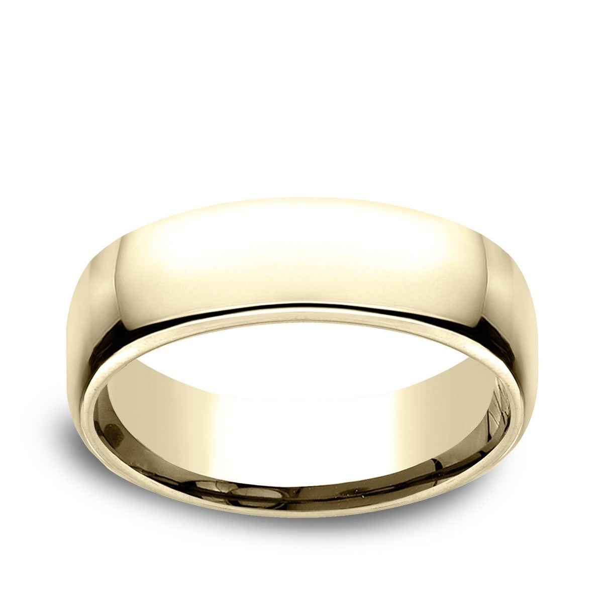 Benchmark Men's 6.5mm Euro Comfort Fit Polished Wedding Ring in 10K Yellow Gold