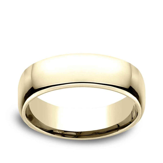 Benchmark Men's 6.5mm Euro Comfort Fit Polished Wedding Ring in 10K Yellow Gold