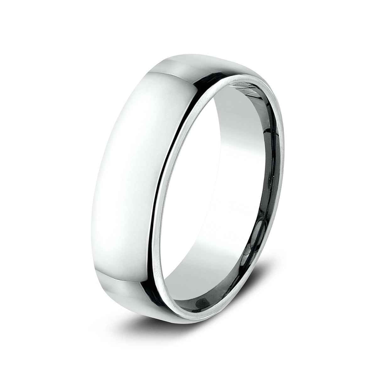 Benchmark Men's 6.5mm Euro Comfort Fit Polished Wedding Ring in 14K White Gold