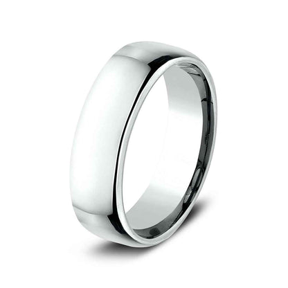 Benchmark Men's 6.5mm Euro Comfort Fit Polished Wedding Ring in 14K White Gold