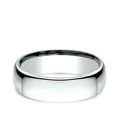 Benchmark Men's 6.5mm Euro Comfort Fit Polished Wedding Ring in 14K White Gold