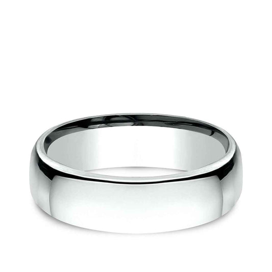 Benchmark Men's 6.5mm Euro Comfort Fit Polished Wedding Ring in 14K White Gold