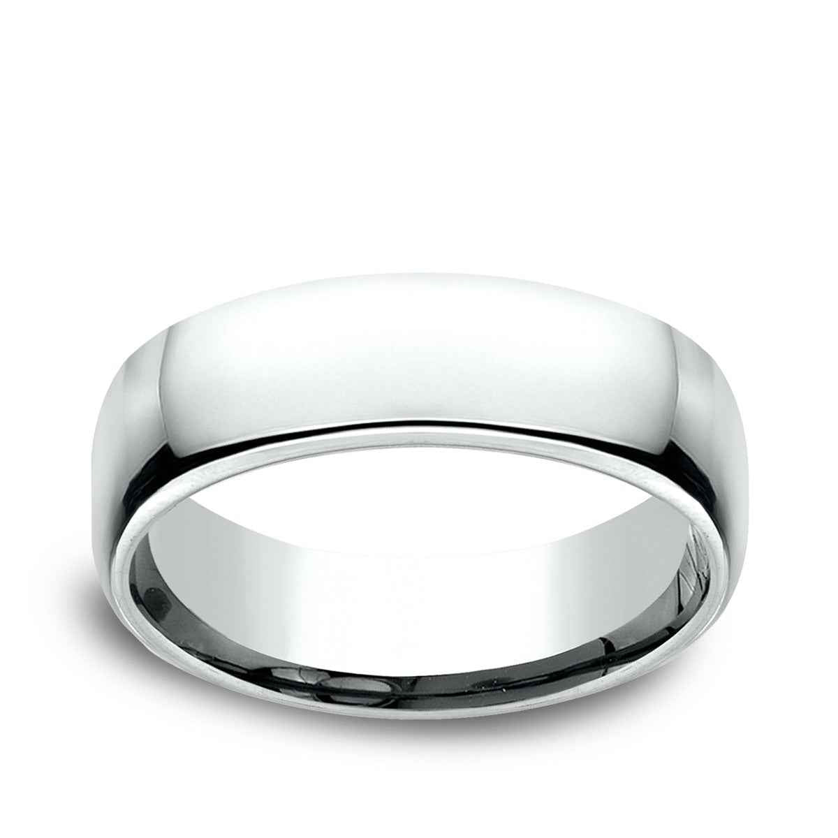 Benchmark Men's 6.5mm Euro Comfort Fit Polished Wedding Ring in 14K White Gold