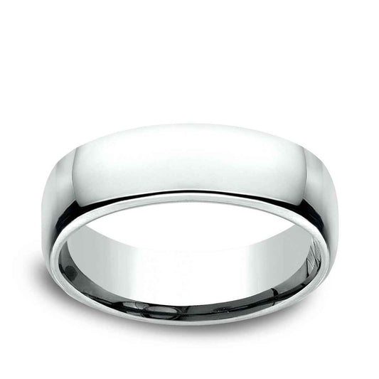 Benchmark Men's 6.5mm Euro Comfort Fit Polished Wedding Ring in 14K White Gold
