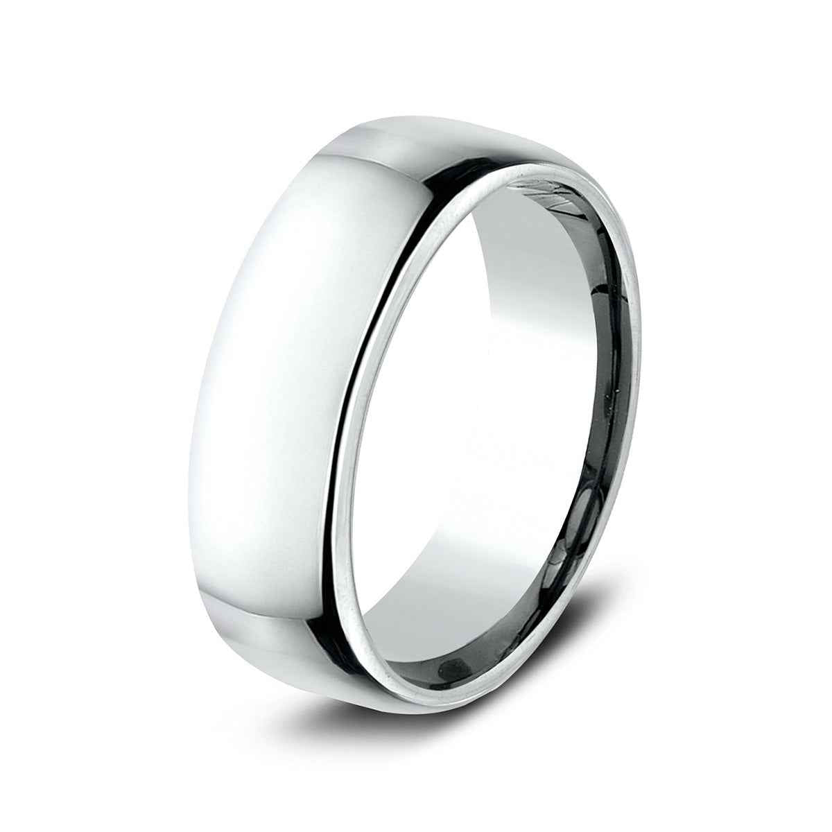 Benchmark Men's 7.5mm Euro Comfort Fit Polished Wedding Ring in 10K White Gold