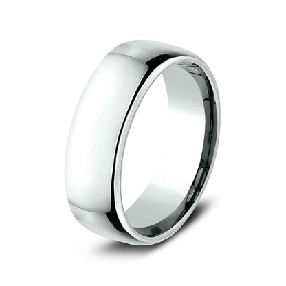 Benchmark Men's 7.5mm Euro Comfort Fit Polished Wedding Ring in 10K White Gold