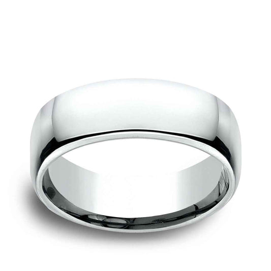 Benchmark Men's 7.5mm Euro Comfort Fit Polished Wedding Ring in 10K White Gold