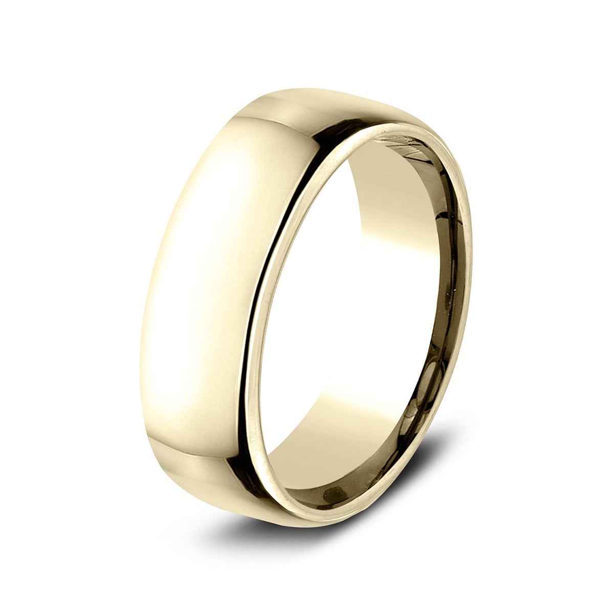 Benchmark Men's 7.5mm Euro Comfort Fit Polished Wedding Ring in 10K Yellow Gold
